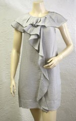 $194 BCBG LT DOVE « MII6D753 » RUFFLE SLEEVELESS DRESS NWT 02