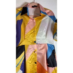 N By Nancy Collection Button Down Maxi Dress Vibrant Multi-Colored Print Medium