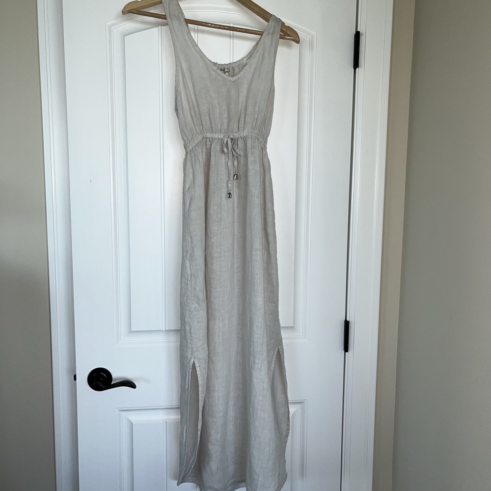 Terzo Millennio Linen Maxi Long Dress Women Sz S White Boho Vacation Italy
