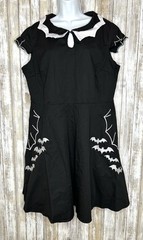 Women&rsquo;s Cotton/Spandex Black Dress Embroidered Bats Size 4XL