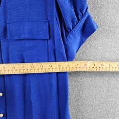 Karl Lagerfeld Paris Belted Puff-Sleeve Midi Shirtdress Women&rsquo;s 4 Royal Blue