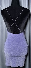 Divided Purple Glitter Backless Strappy Bodycon Mini Dress, Square Neck