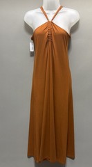 Old Navy Womens Slub Knit Halter Midi Shift Dress Wild Papaya Size Medium NWT