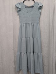 Blu Pepper Smocked Top Light Blue Summer Dress Ruffle Sleeves Size Medium NWOT