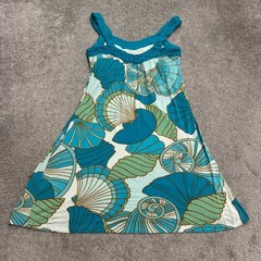 Tori Richard Sea Shell Mini Sun Dress Womens Small Blue Green Braided Strap Boho