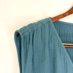 NWT Wonderly Gauze Maxi Dress Sz M Sleeveless Blue Coastal Boho Cottagecore