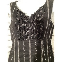 Rabbit Rabbit Rabbit Designs Dress size 6 Black White Embroidered/Ruffle Stripe