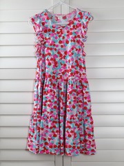 MAHI GOLD $180 Textured Stretch Seashell Shell Print Ruffle Dress Size Medium