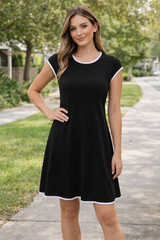 Annalee + Hope A-Line Black Dress Womens Sm Stretch Cap Sleeves Core Capsule
