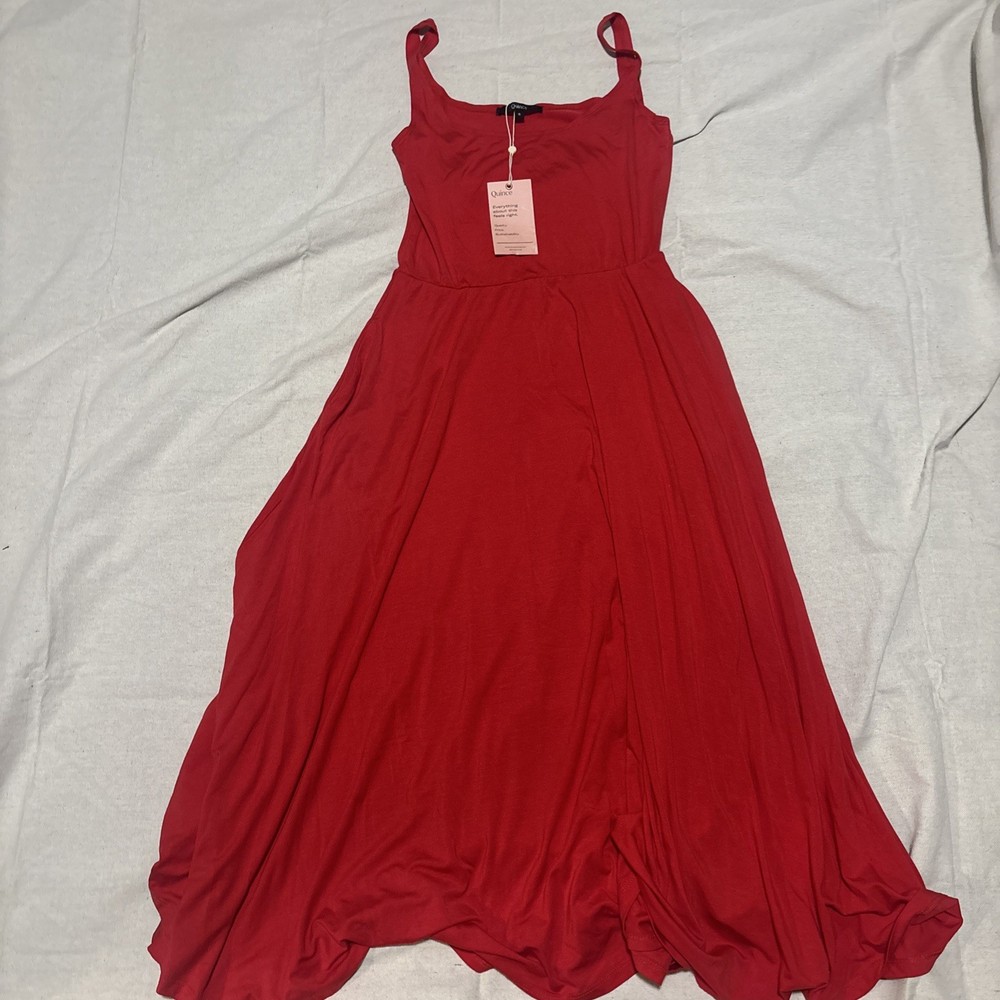 Quince Women’s Red Tencel Jersey Sun Dress Fit & Flare Size Small New
