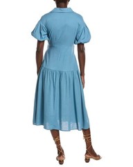 Gracia Side Waist Belt Linen-Blend Midi Wrap Dress Women&rsquo;s