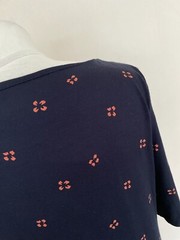 FAB Hobbs Navy Blue Orange Random Simple Floral Print Jersey Dress Size 12 VGC