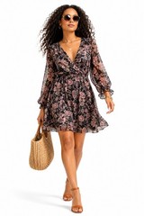 MNG Floral Print V-Neck Midi