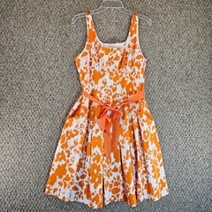 Covington Dress Womens Sz 14 Sleeveless Belted Side Zip Pockets Orange
