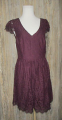 Alya Womens Sz Large Cap Slv Wine Burgundy Lace Short Dress NWT Whimsical Fairy