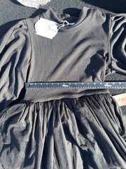 Ivy City Co Dress Womens Medium Black Colette Midi Tulle Tiered Mesh Long Sleeve