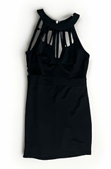 Women&rsquo;s Black Halter Strappy Mesh Bodycon Mini Dress Zip Closure Size M