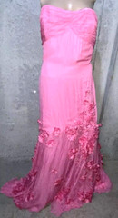 New NWT $5,000 Pamella Roland Bead Embroidered Pink Long Maxi Gown Dress US 12