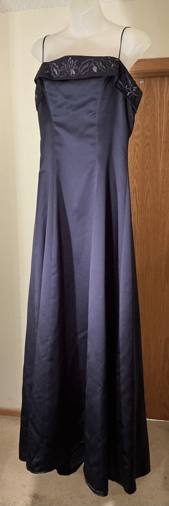 Morilee by Madeline Gardner dark purple satin A-line Ballgown w Embroidery
