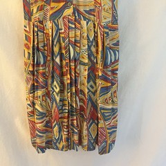 Vintage Adini Abstract Geometric Rayon Midi Dress Made India L Colorful 90s
