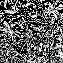 Vintage Sundress Black White Tropical Print Abstract Womens M USA Made Retro 90s