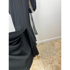 Lulus Tier Elegance Black Long Sleeve Tiered Maxi Dress Chiffon Formal M NWT