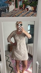 InWear Beige Floral Scoop Neck 3/4 Sleeve Knee Length Dress Womens 8