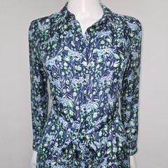 J Crew Shirtdress Dress Size 2 Floral Fauna Leopard Midi Belted Button Down L/S