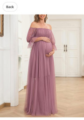 Ever-Pretty Maternity sheer off-shoulder double skirt maxi dress Size S
