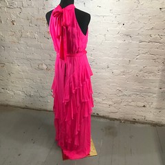 Alice + Olivia Dress Womens 2 Pink Emelia Silk Halter Maxi Dress $795 Wild Pink