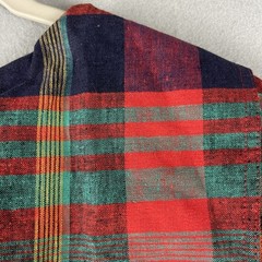 Vintage Lady Dorby Linen Dress Women 20WP Plaid Midi Shawl Collar Cottage NEW