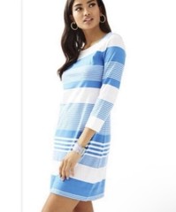 Lilly Pulitzer Marlowe Dress Bay In Blue Coconut Stripe Pima Cotton Size M