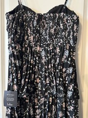 LULUS Cascading Crush Tiered Bustier Black Floral Midi Dress Size Medium
