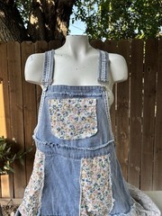 POL Vintage Washed Front Pocket Floral Contrast Dress Size M Oversized Boho