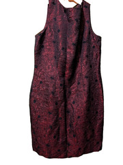 Amanda Smith Deep Red/Burgundy and Black Sheath Dress – Size 18