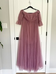 Ever-Pretty Maternity sheer off-shoulder double skirt maxi dress Size S