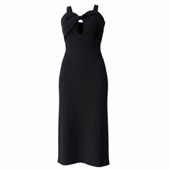 Olivaceous No Looking Back Ribbed Cutout Midi Dress