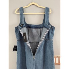 NWT Lulus So Delighted Medium Wash Denim Corset Seam Mini Dress Size XL