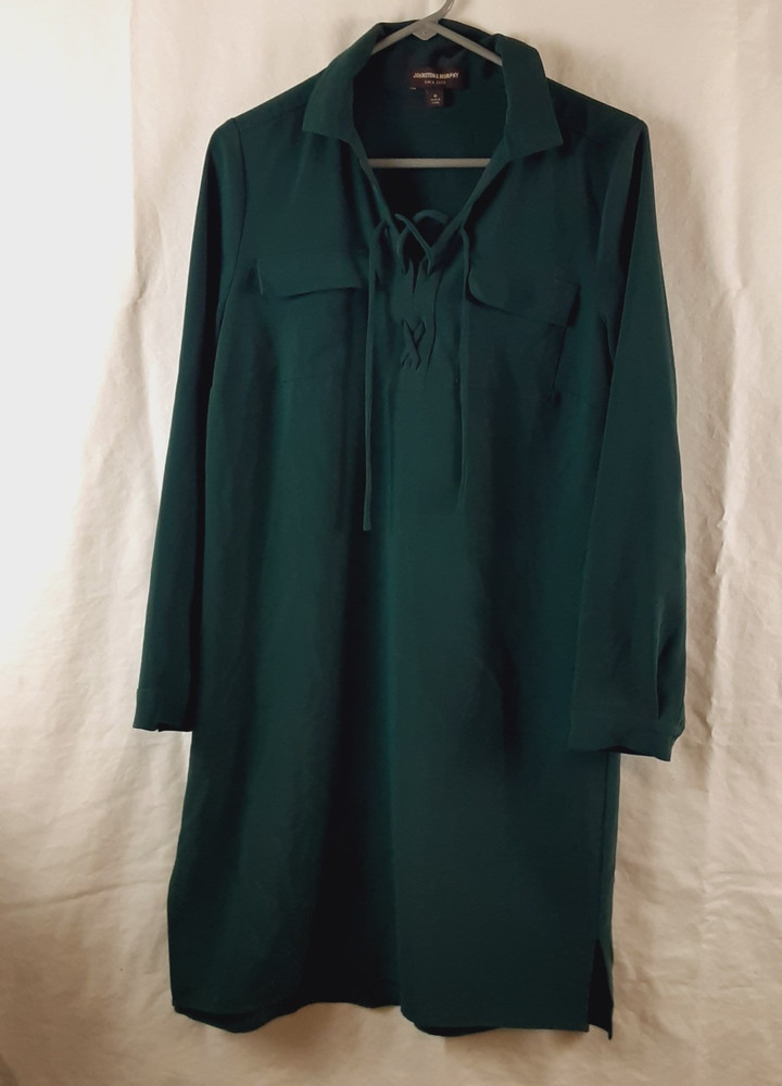 Johnston & Murphy Womens Medium Green Long Sleeved Pullover Polyester Dress