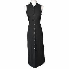 Vintage Maxi Dress Womens Medium Black Linen Y2K 90s Fairy Witchy Indie Garden