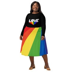Love Rainbow Pride Designer Original Long Sleeve Dress with POCKETS!