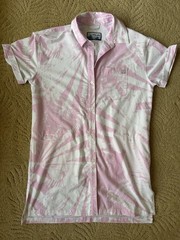 Huk Women&rsquo;s Kona Shirt Dress Cover-Up XS Pink/White Collared Button Pockets