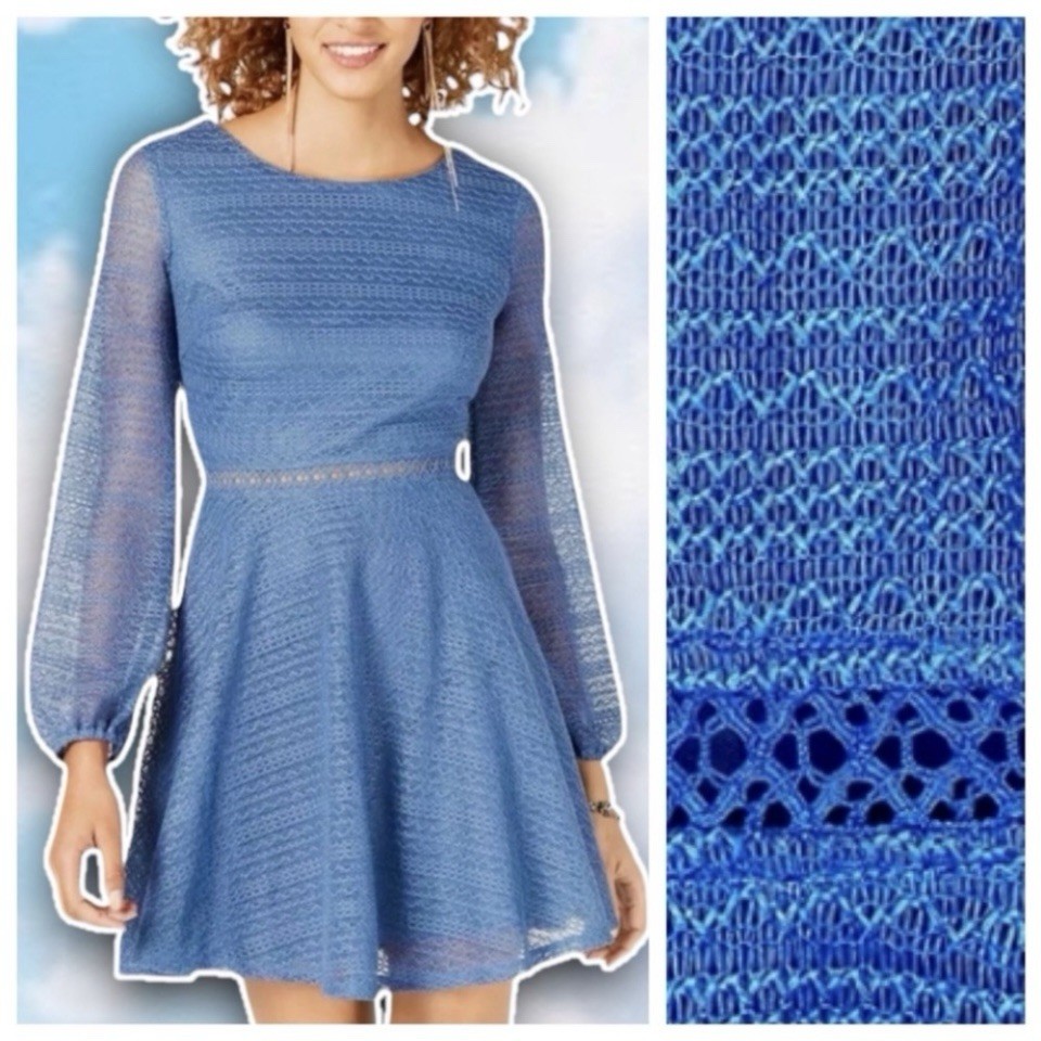 NWT City Studio Textured Daytime Mini Dress Blue Sz 0 Easter Baby Shower Wedding