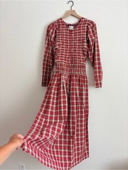 NWT Damson Madder Sienna Smocked Plaid Midi Dress