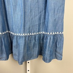 Talbots Chambray Embroidered Boho Dress Womens S Blue Sleeveless Ruffle Hem