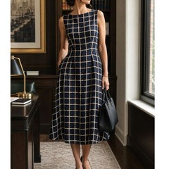 J.Crew 100% Silk Windowpane A-Line Midi Dress Executive Academia Size 8 Luxe