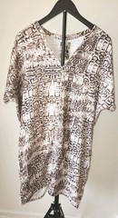 NWT~ HALSTON Brwn/Beige/Blk Animal snake Print Shift Dress V-NeckShortSleeve S/P