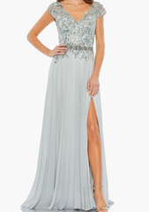 NEW, MAC DUGGAL Embellished Cap Sleeve Bodice Chiffon Gown sz 8 #LD269