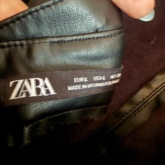ZARA | Black Faux Leather High Neck Open Back Mini Dress | Large