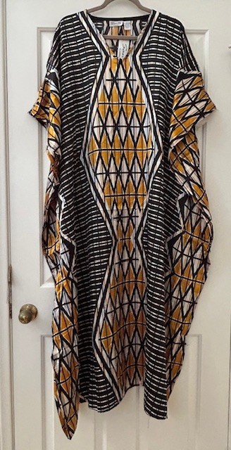 XL/1X/2X/3X New Black Yellow Gold Print Maxi Kaftan Beach Cover Dress Versace